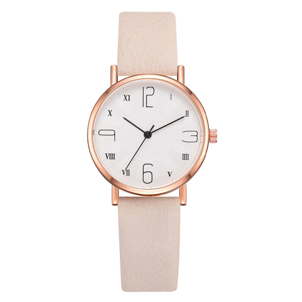 Fashion Leather Strap Round Dial Ladies Watch